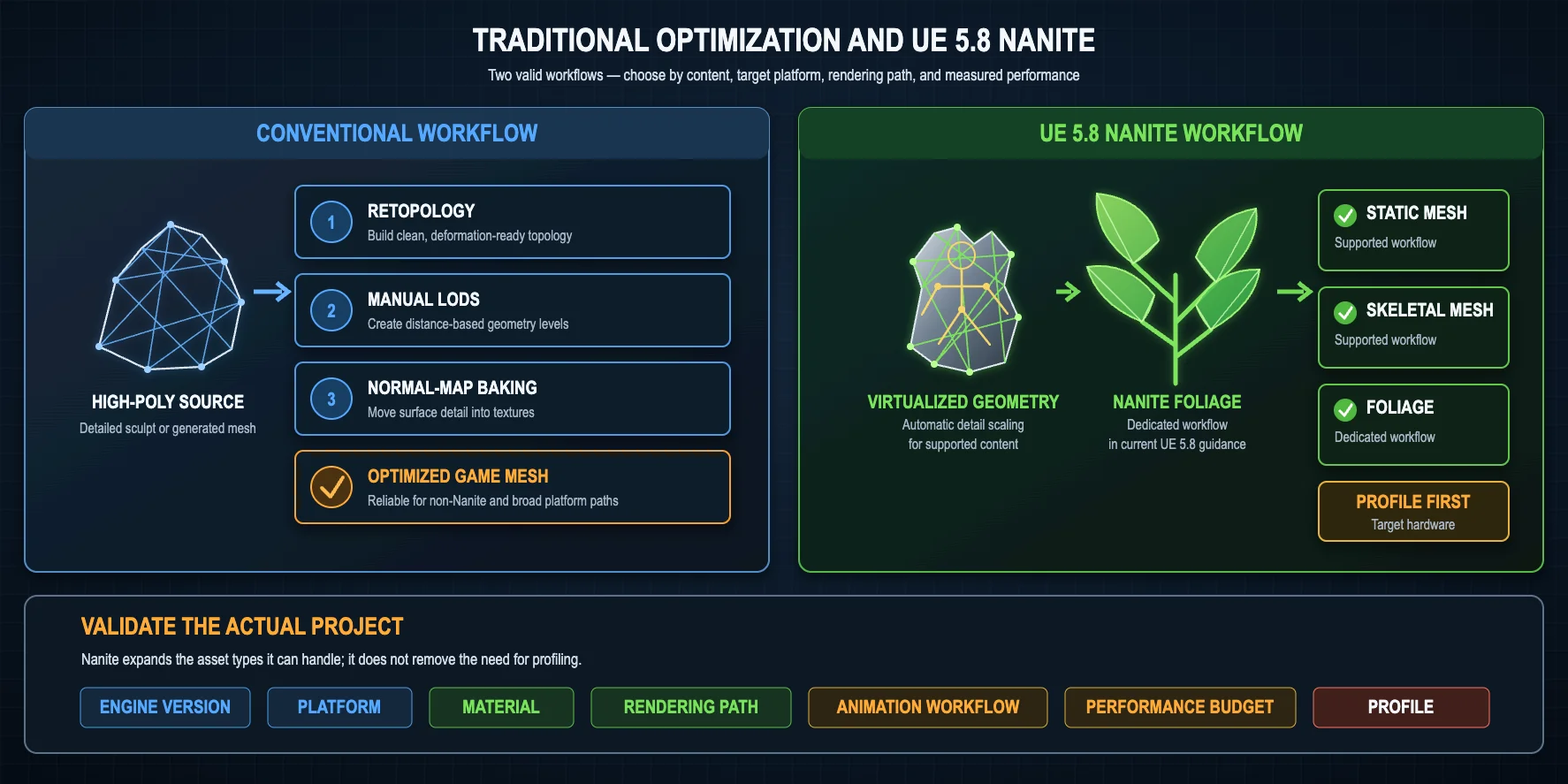 traditional optimization versus ue58 nanite workflow