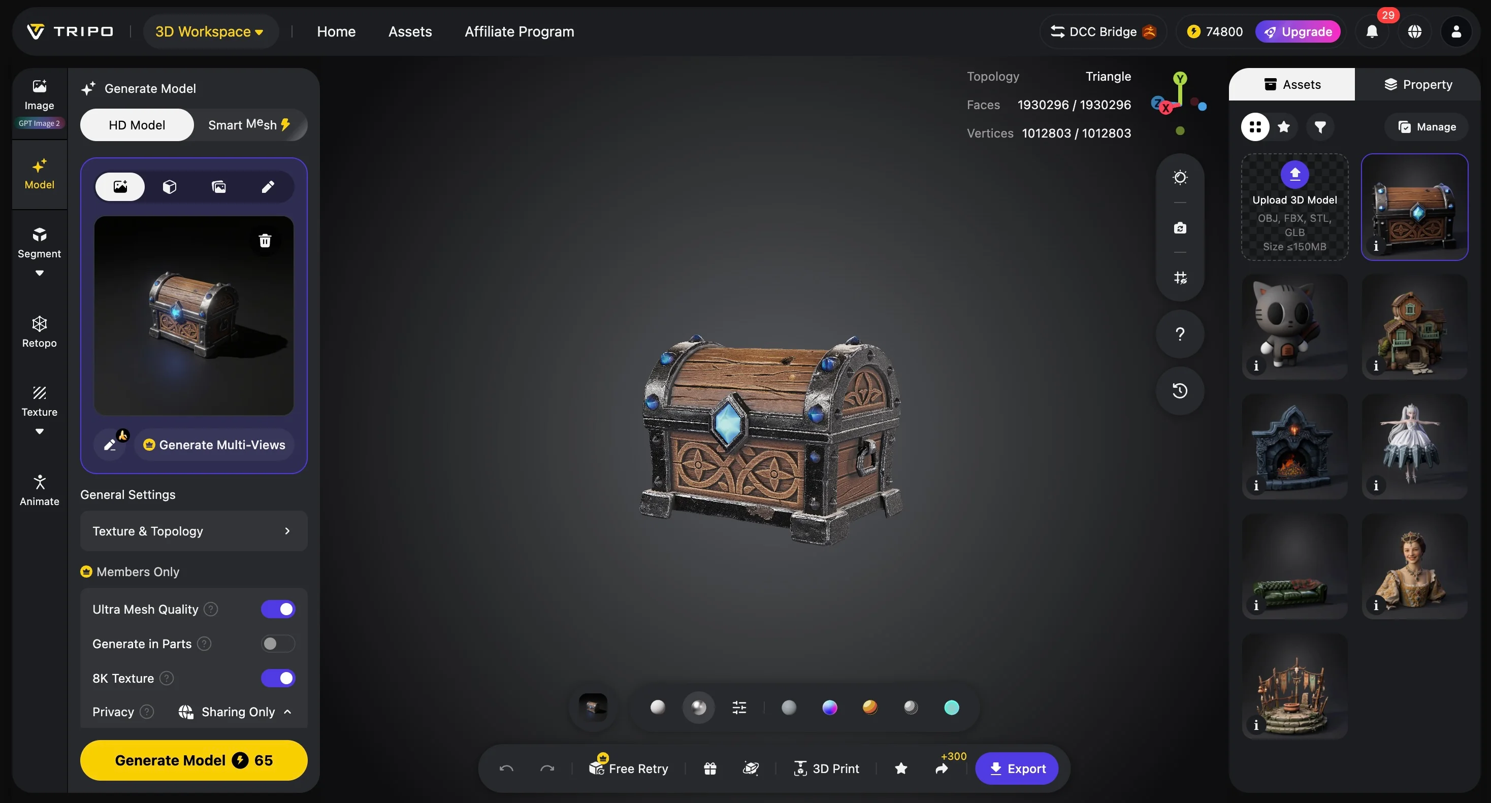 ai powered 3d model of fantasy game asset