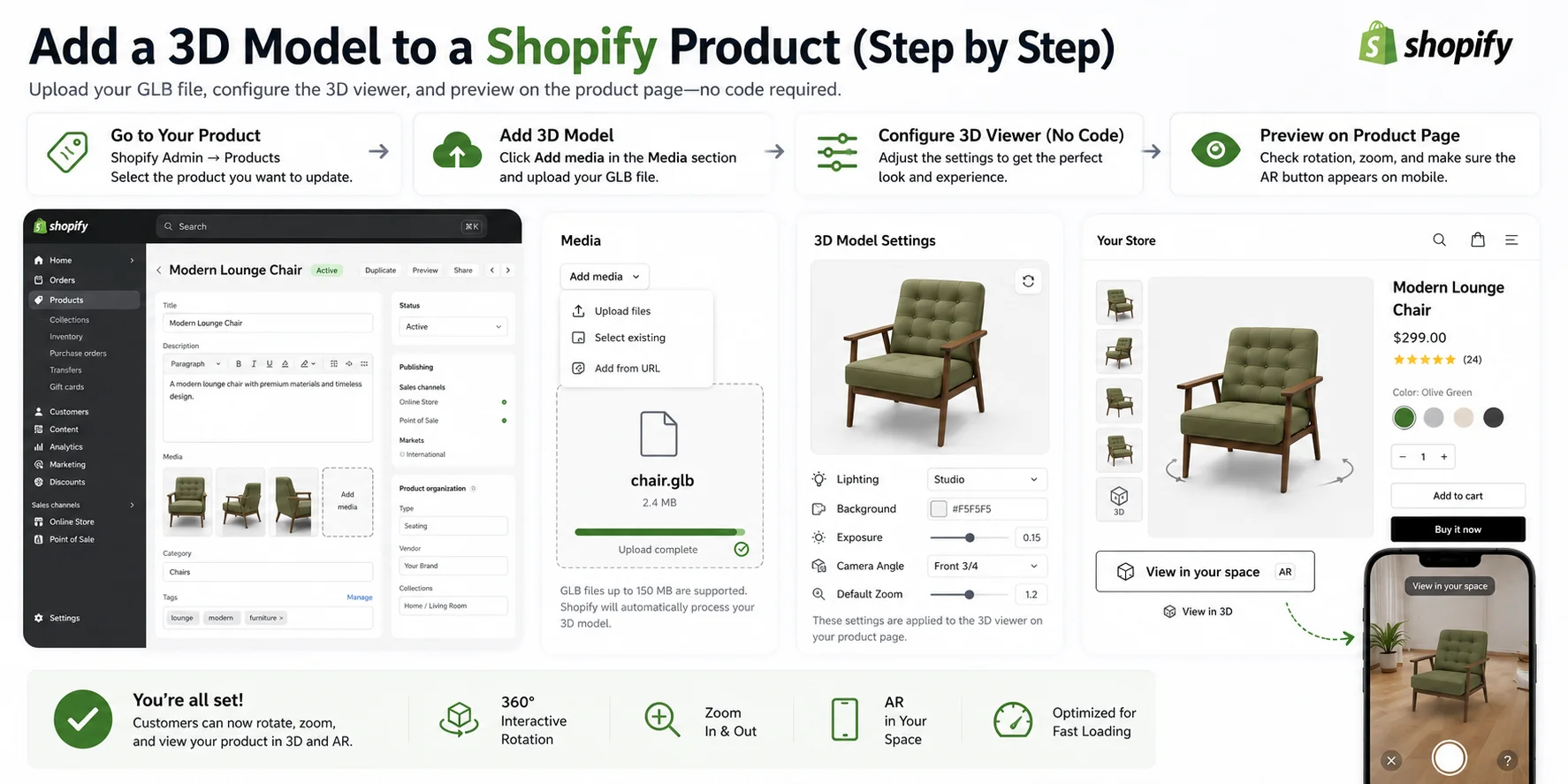 add 3d model to shopify product