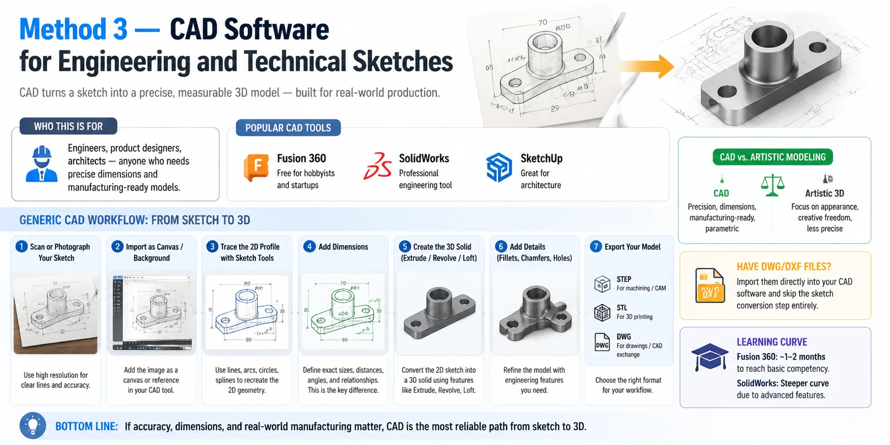 cad sketch to 3d model workflow