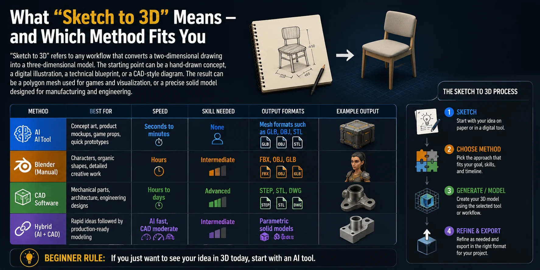 sketch to 3d method comparison