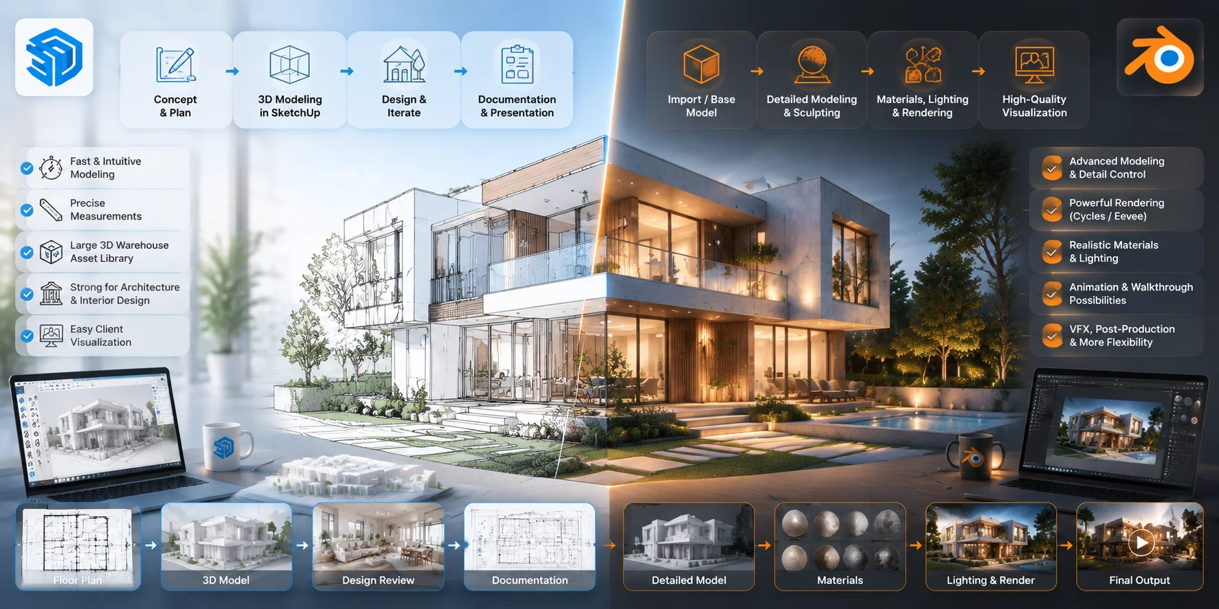 sketchup vs blender sketchup vs blender for architecture and interior design