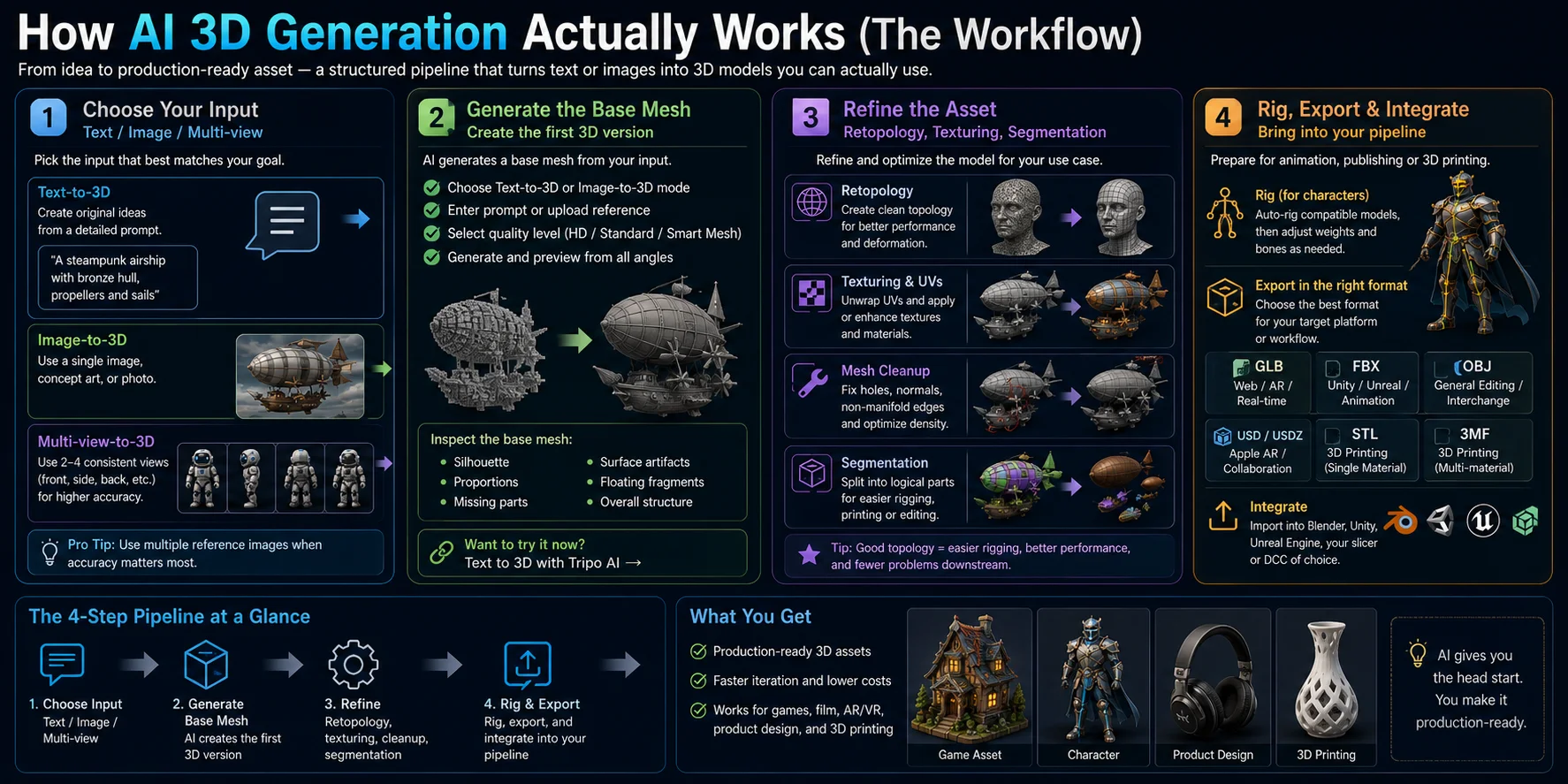 ai 3d generation four step production workflow