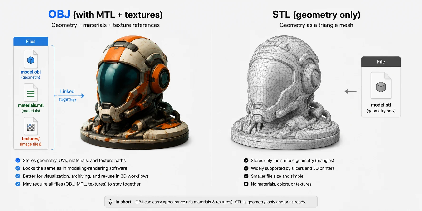 obj with mtl textures vs stl geometry
