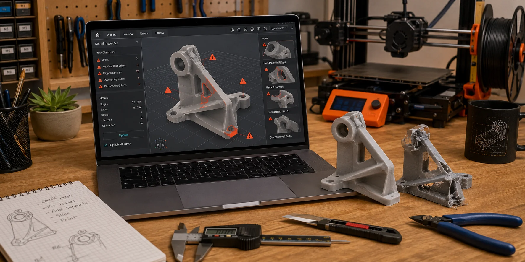 3d printable mesh with repair warnings posts