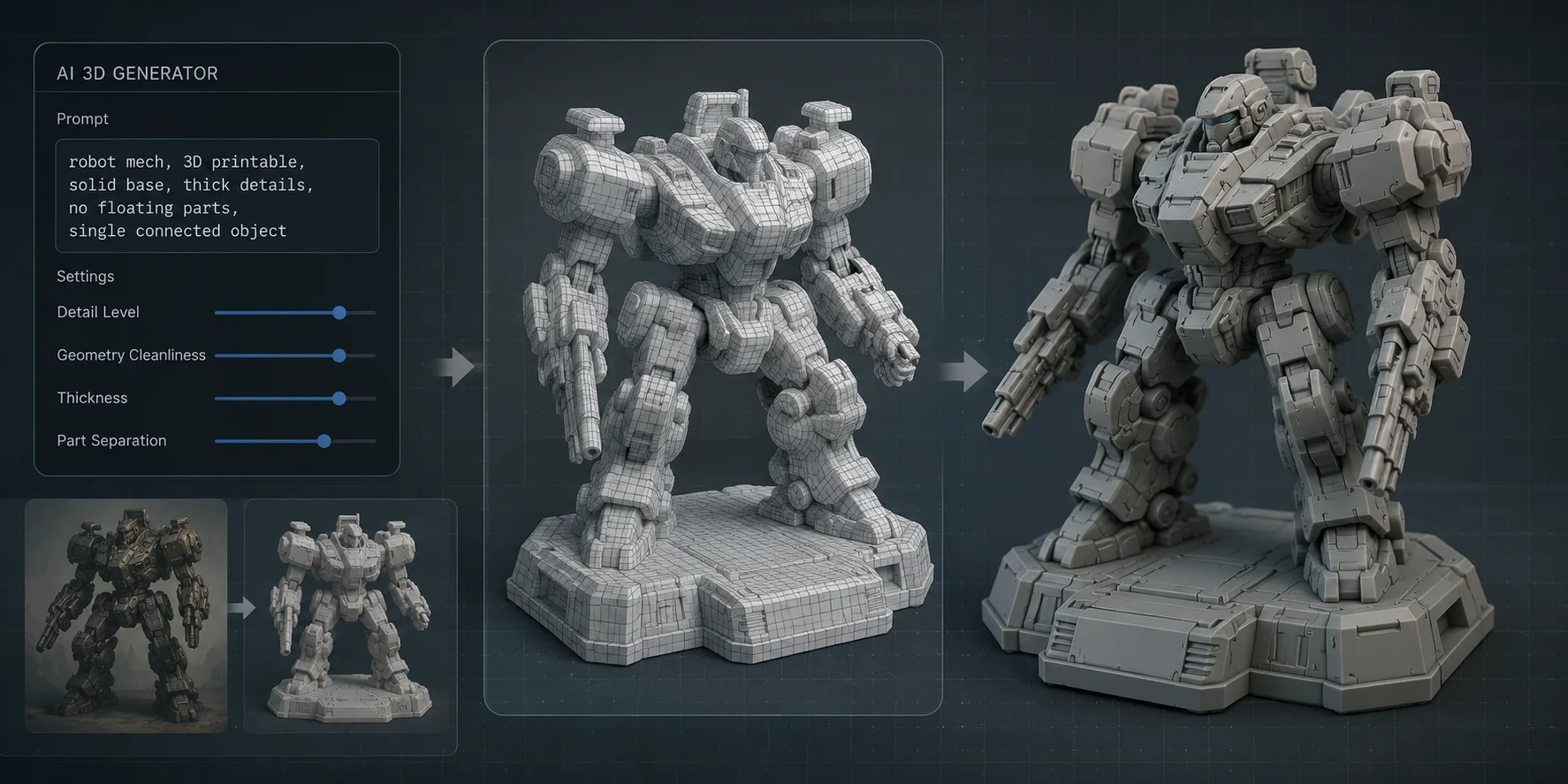 ai 3d generator printable mech workflow posts