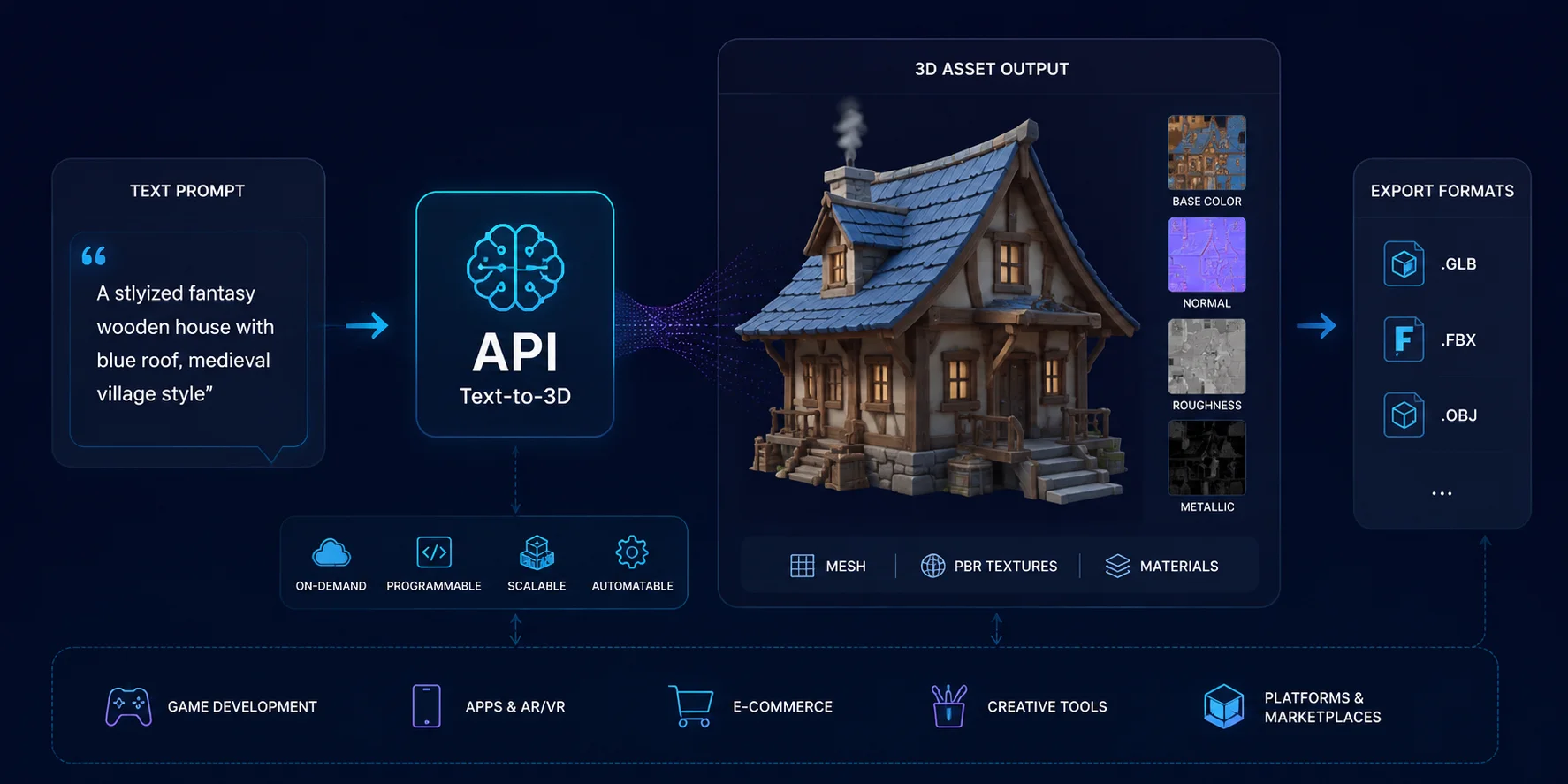 text prompt to 3d asset api workflow