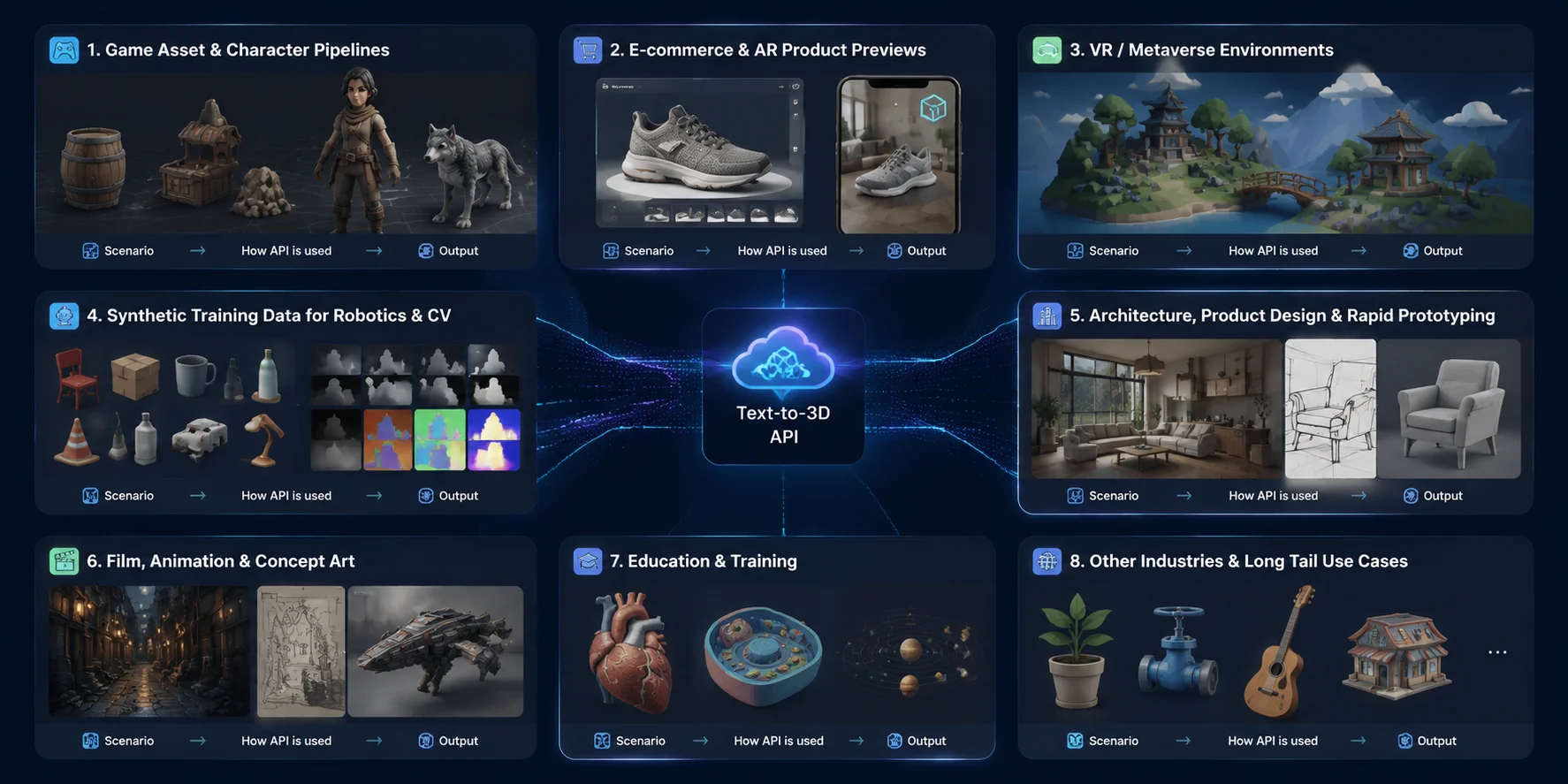 text to 3d api use cases across eight industries