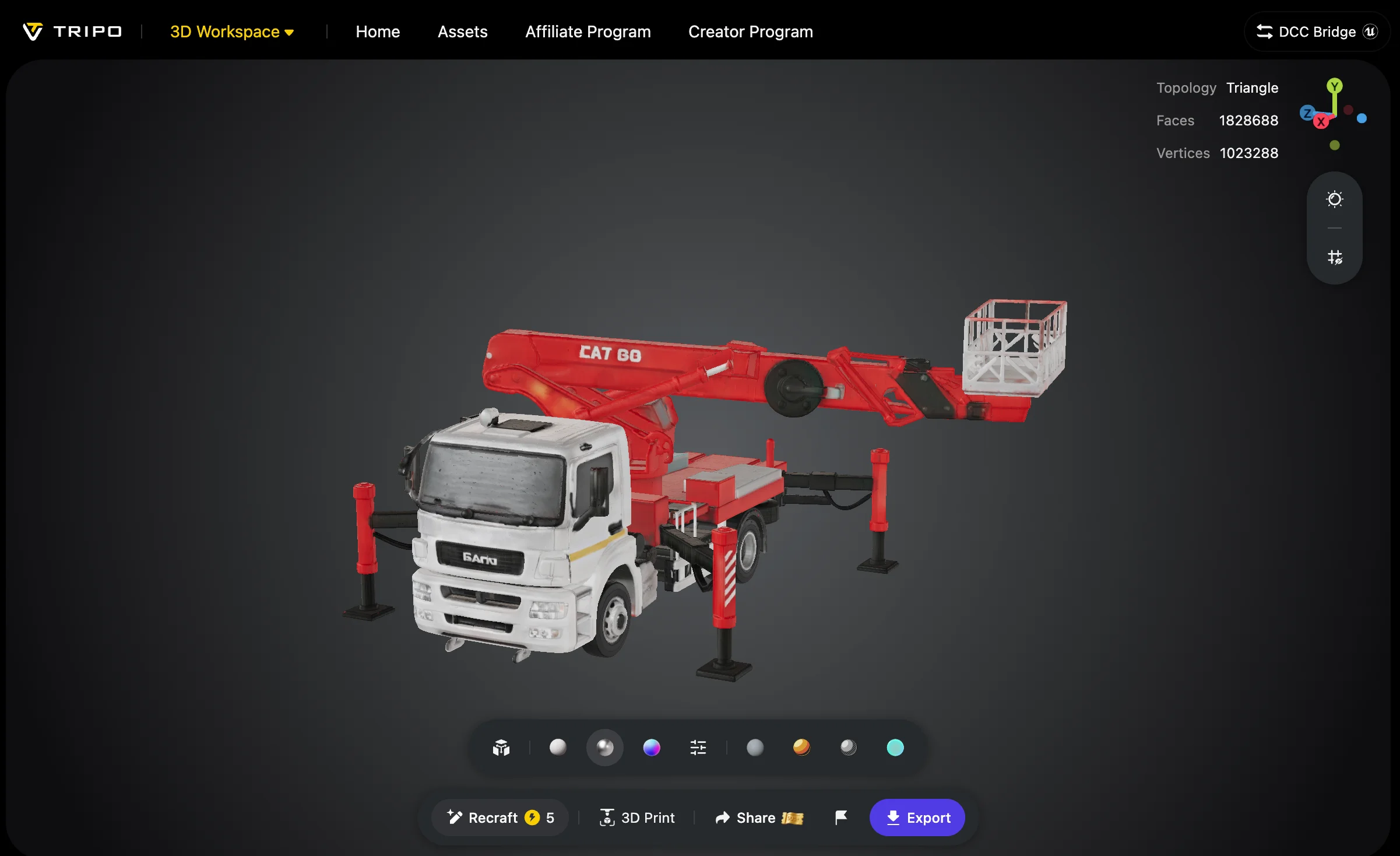 tripo generated boom truck 3d model