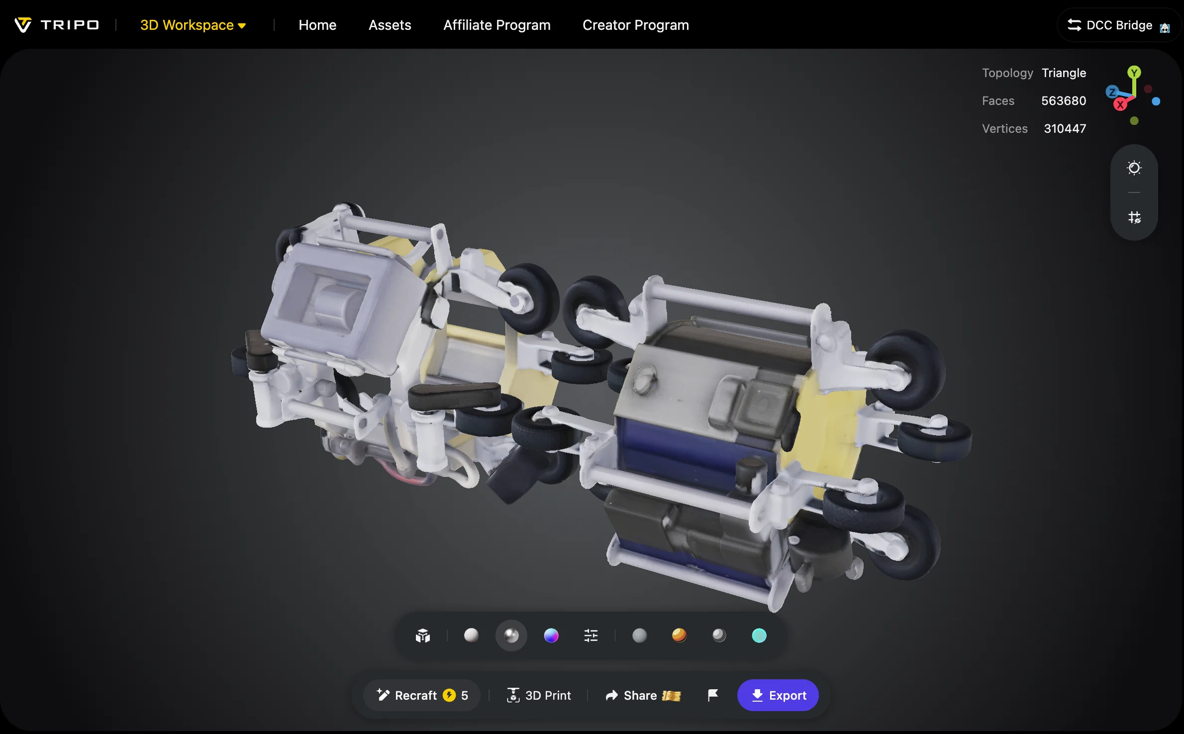 tripo generated cable inspection robot 3d model