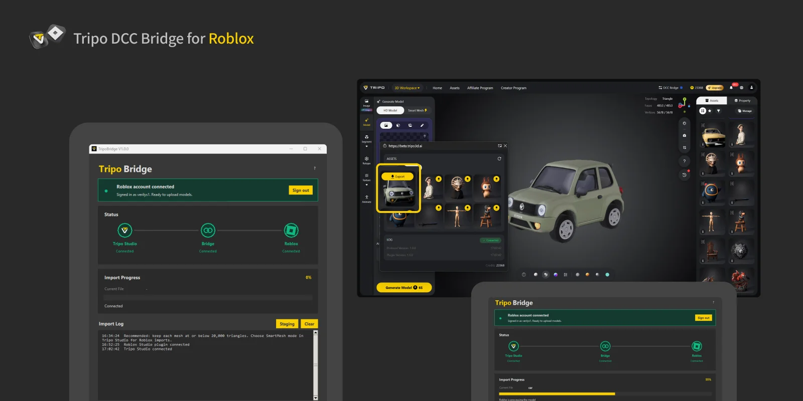 Roblox Studio model transfer interface