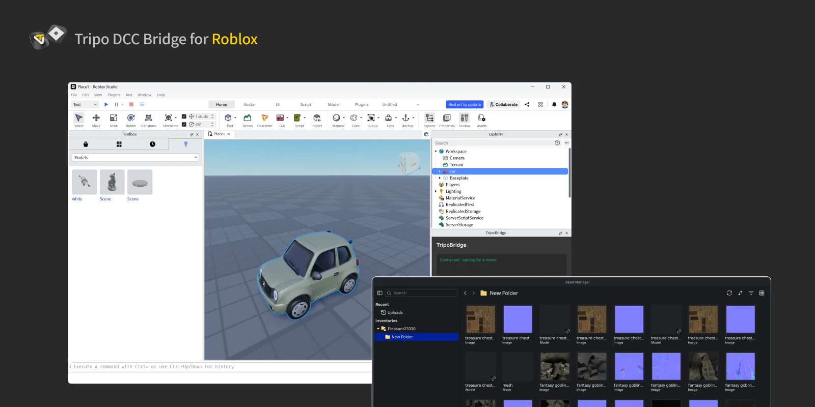 Roblox Studio imported model and Asset Manager