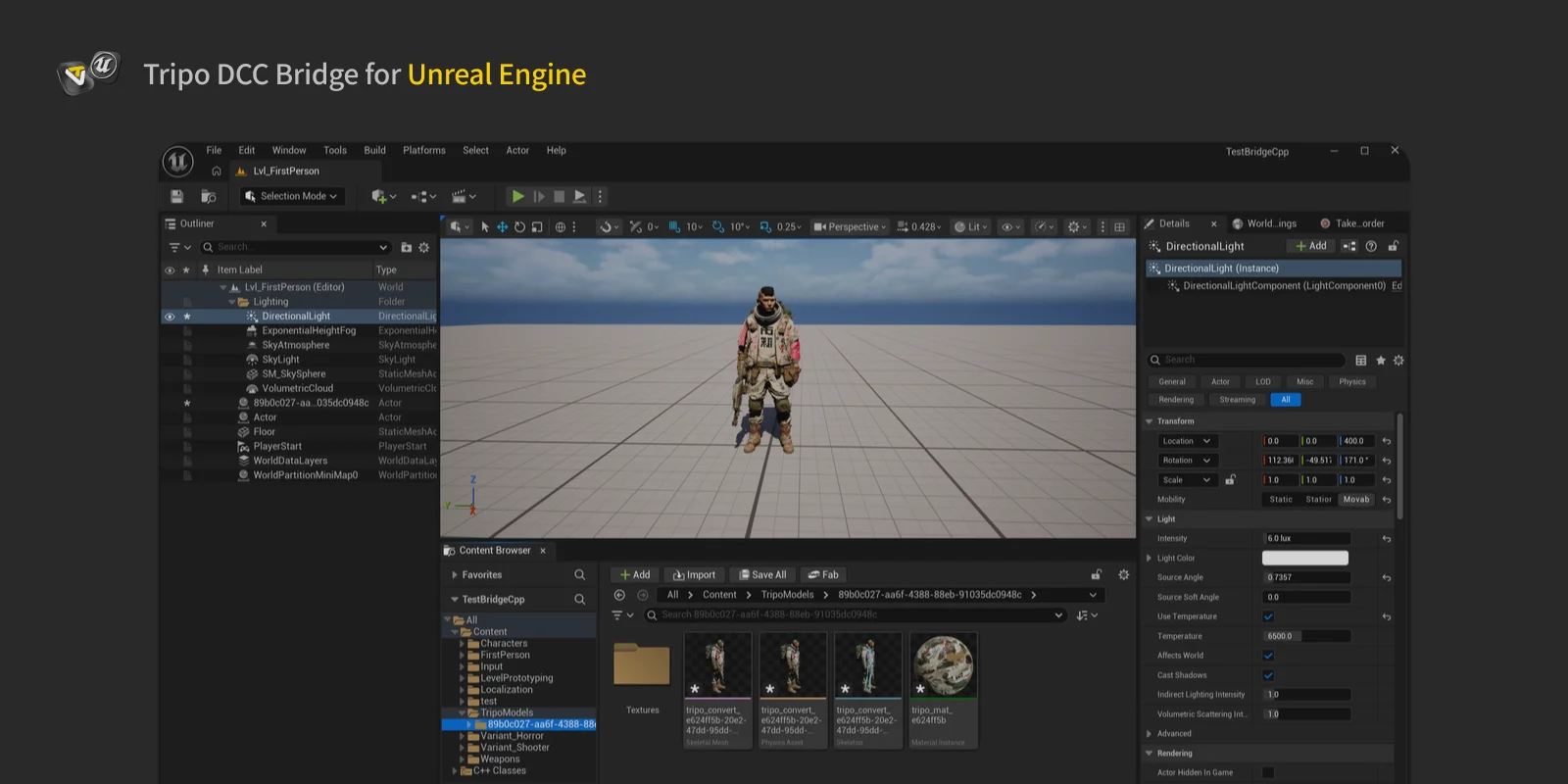 tripo dcc bridge unreal engine editor import