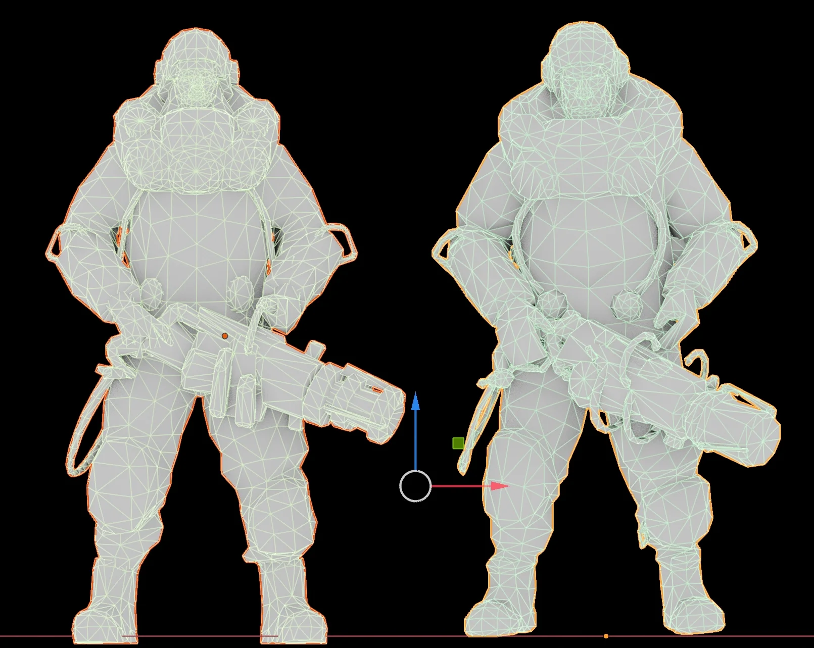 Vergleich der Topologie mit hoher Face-Anzahl: Meshy T2 links, Tripo Smart Mesh P1.0 rechts.
