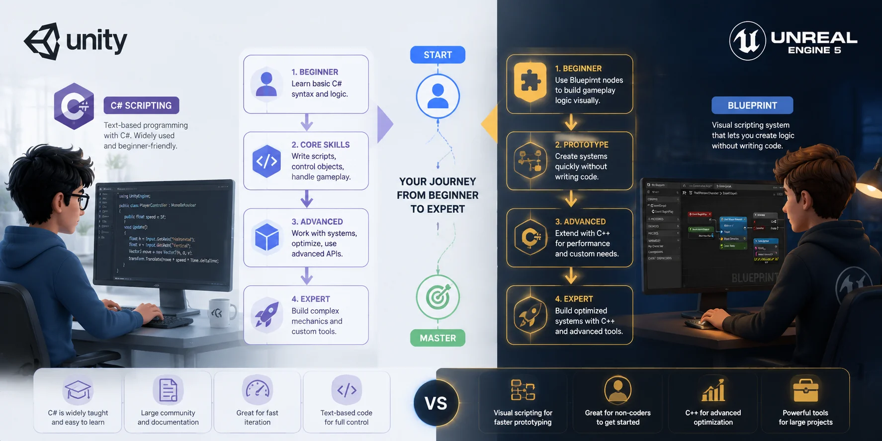 unreal vs unity ease of use and learning curve