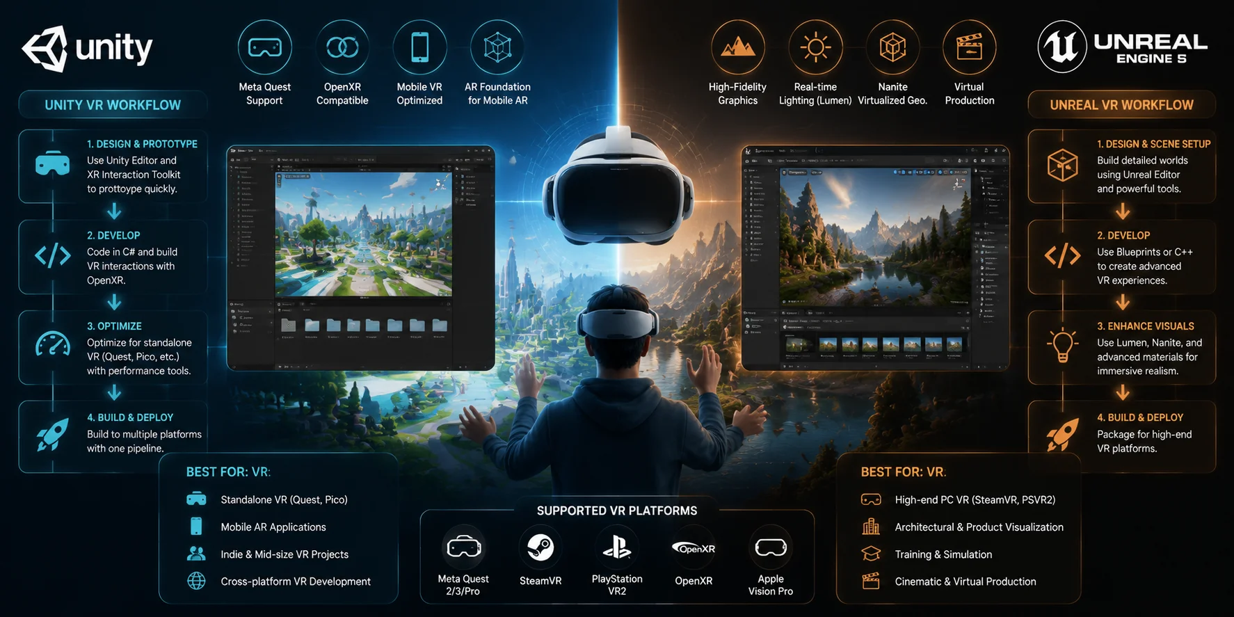unreal vs unity vr and ar development