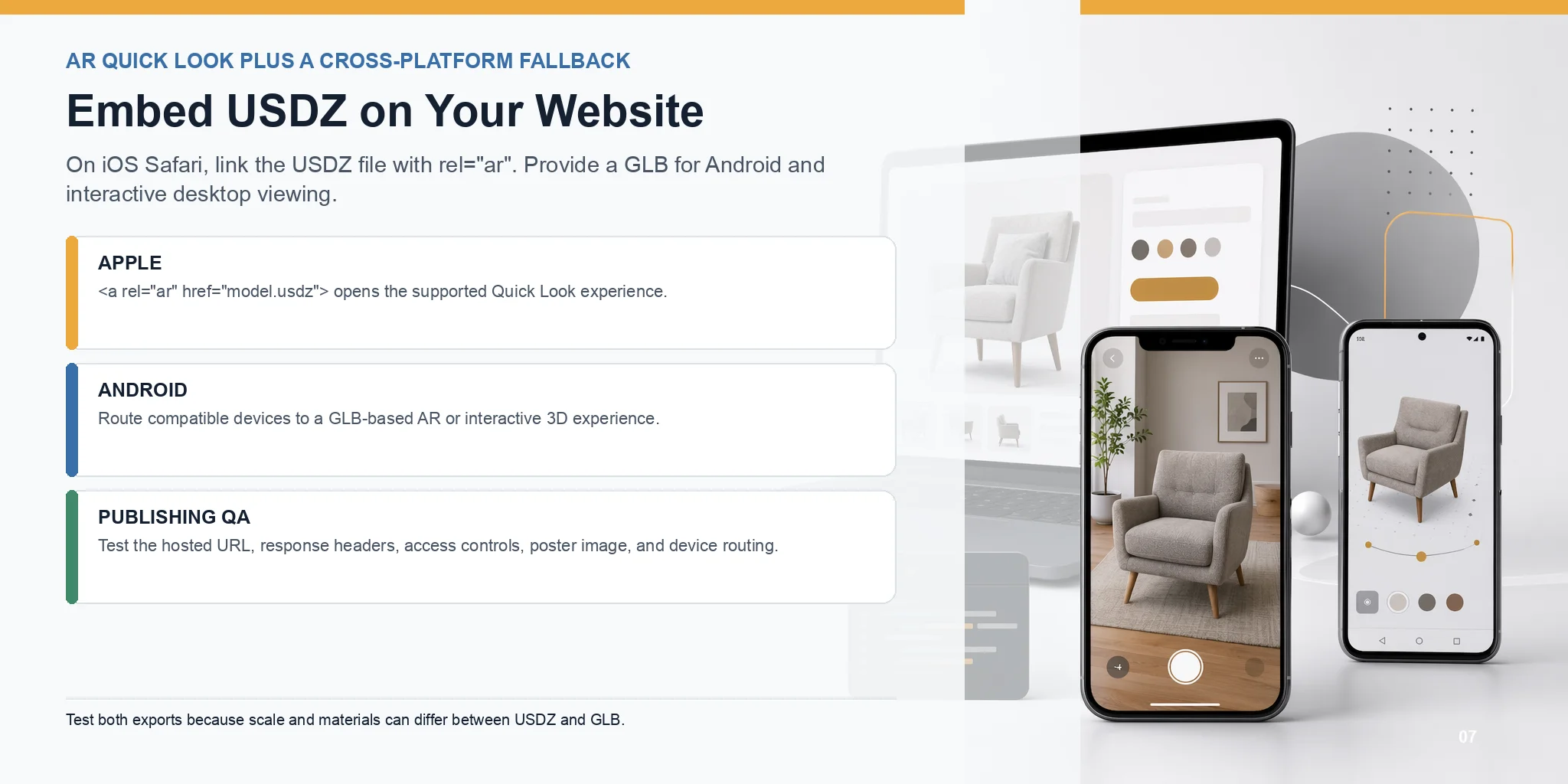 usdz and glb website ar workflow