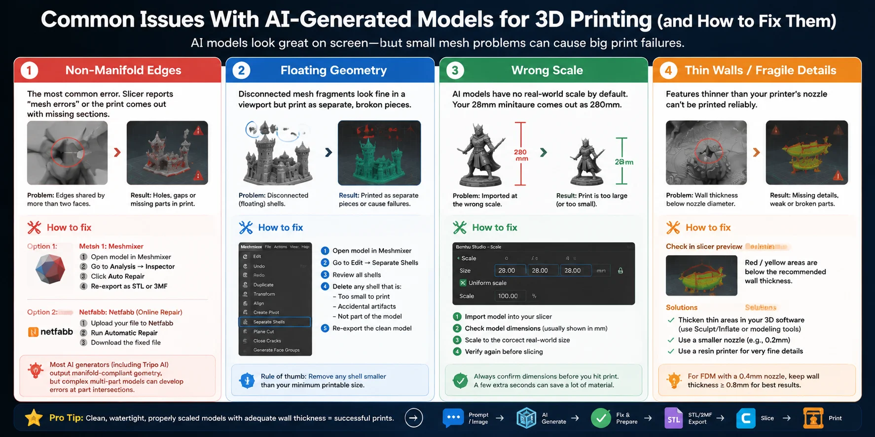 what ai is better for 3d model for printing thin walls and fragile details