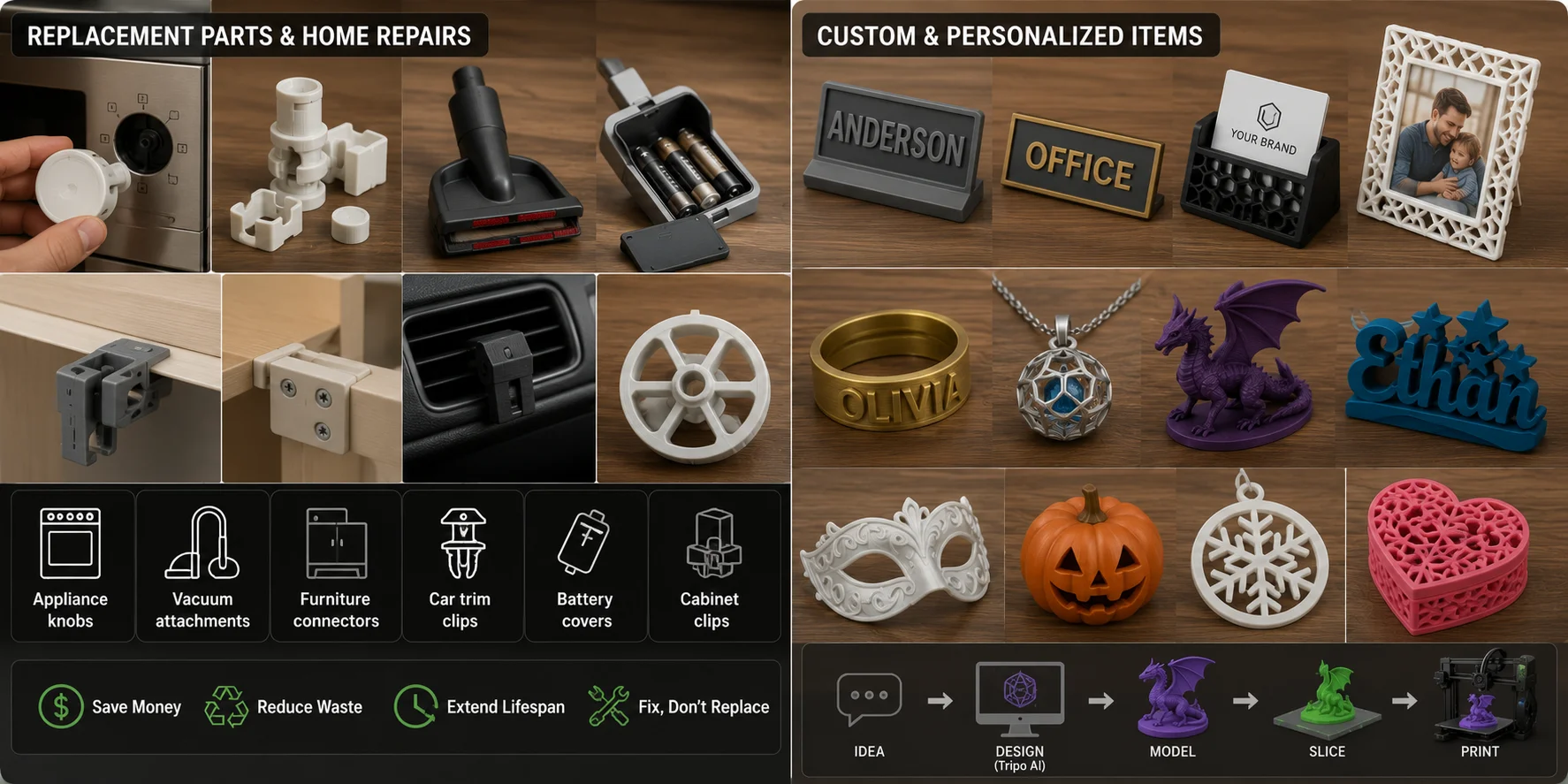 what can you make with a 3d printer printing replacement parts and fixing things at home