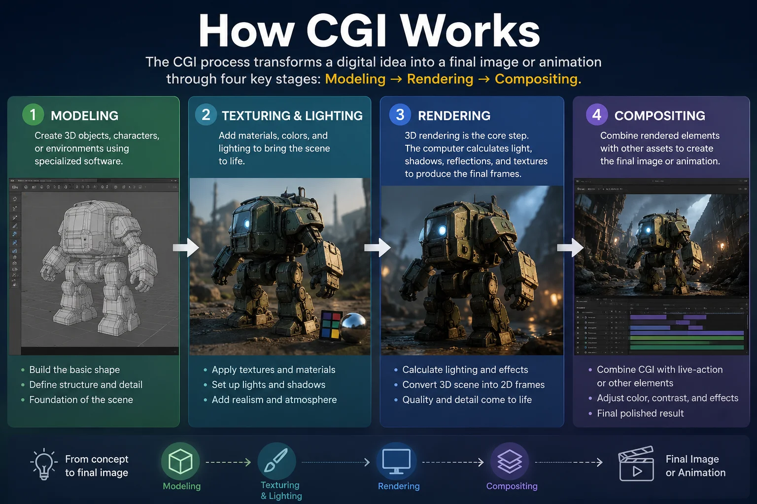 cgi-workflow-modeling-texturing-rendering-compositing
