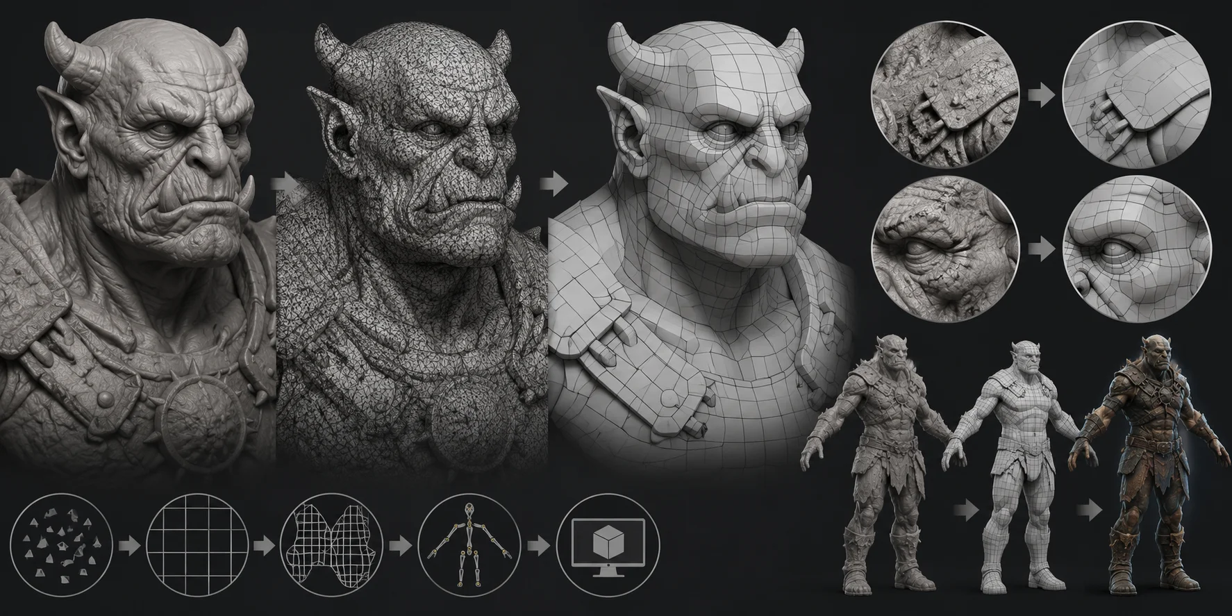 high poly to game ready retopology