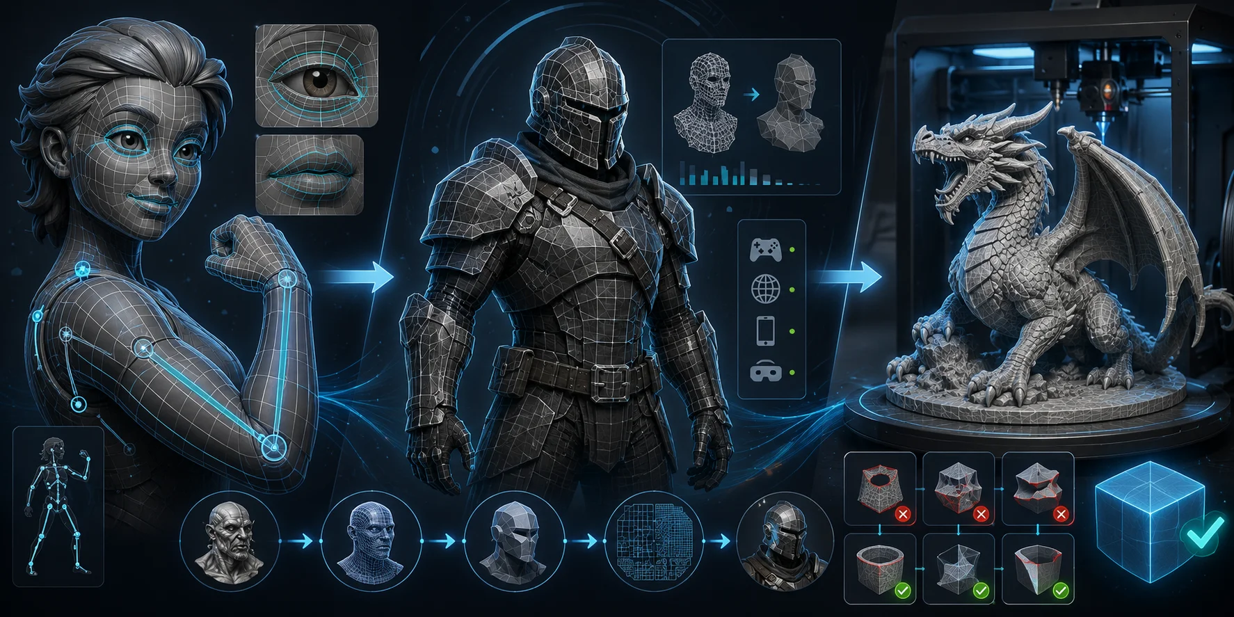 retopology animation gaming 3d printing
