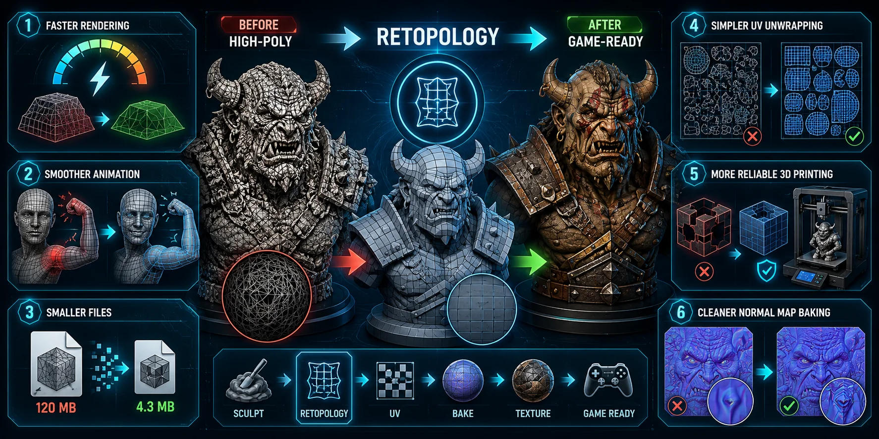 retopology benefits game ready mesh