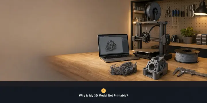 3d printing workbench with broken and printable models