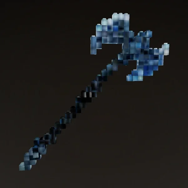 Skyrend Axe of the Stormhowl Clan, a giant double-bladed weapon of steel and dragonbone, lightning runes, electric arcs, leather grip, wolf-head motif.
