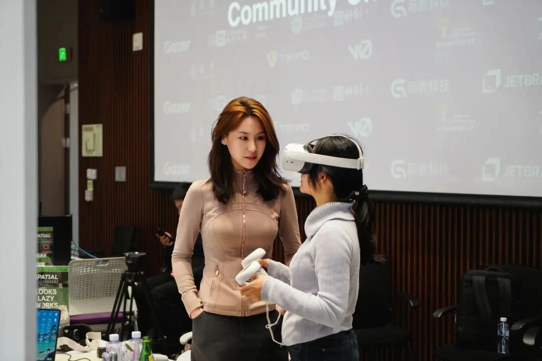 Participants testing an immersive VR experience at NYU Shanghai